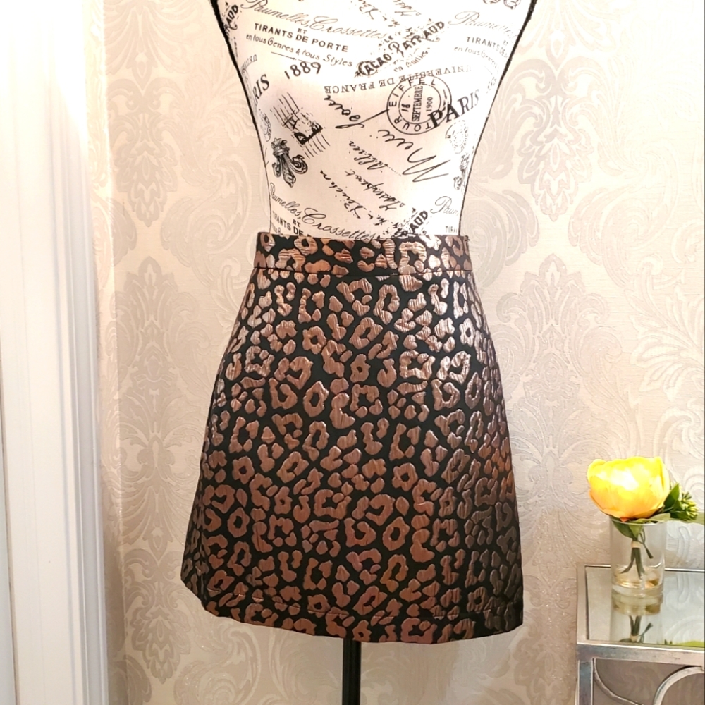Jess Lea Metallic Animal Print Skirt